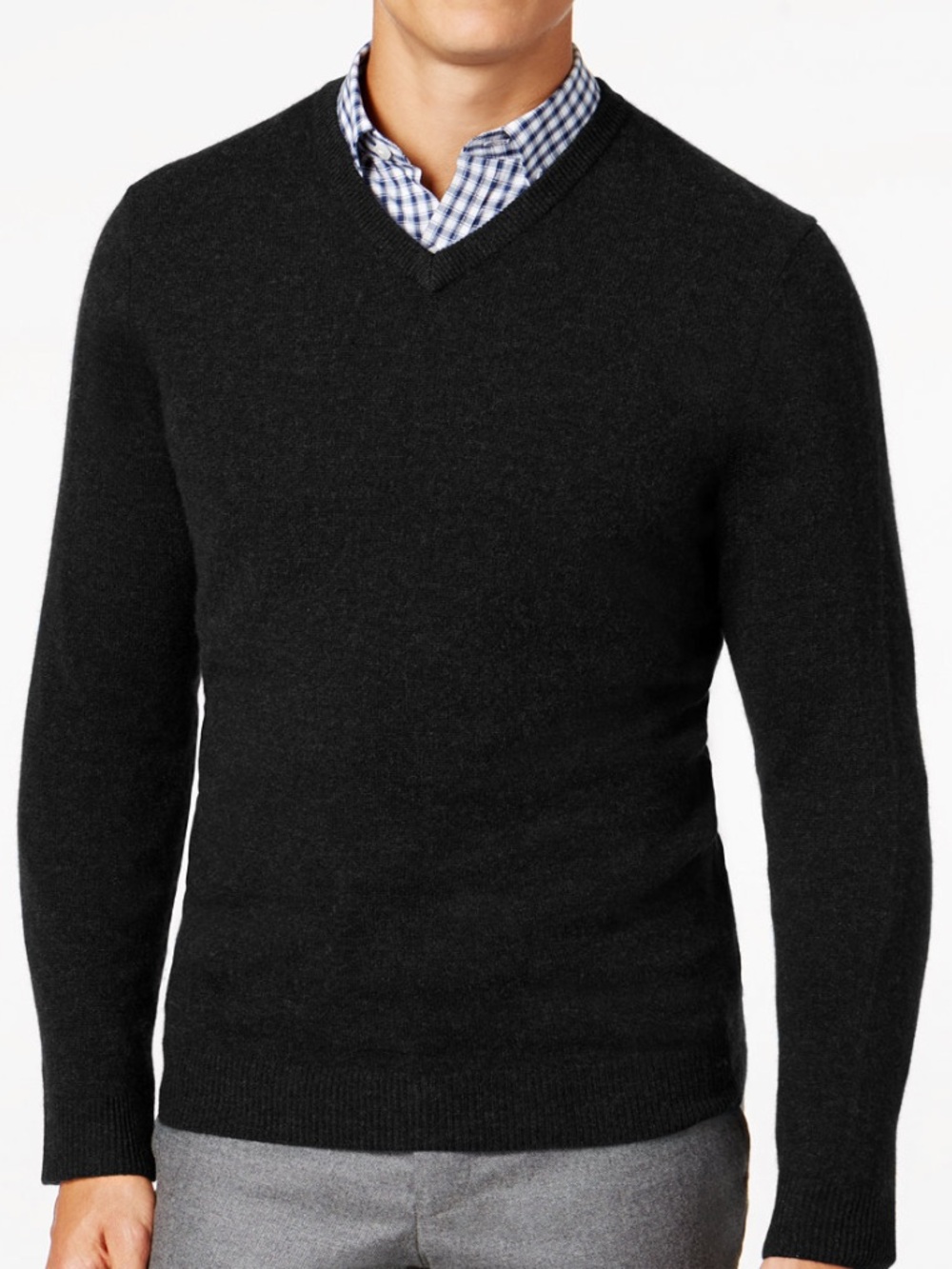 Club Room Men's 100% Cashmere V-Neck Sweater Black V-Neck Sweater Like New